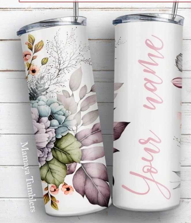 Custom name flower tumbler 20 oz