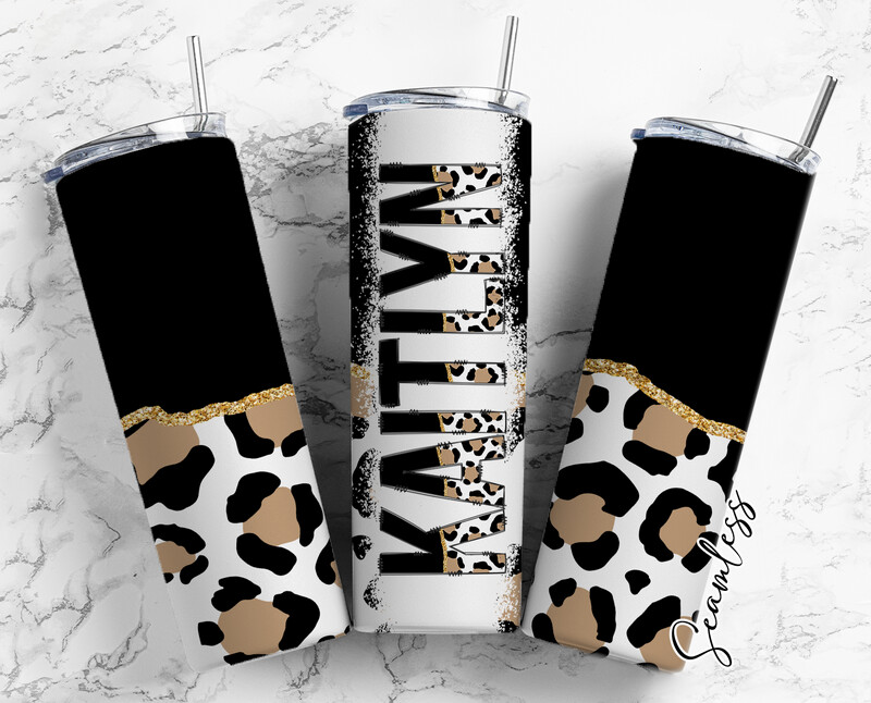 custom name leopard tumbler 20 oz