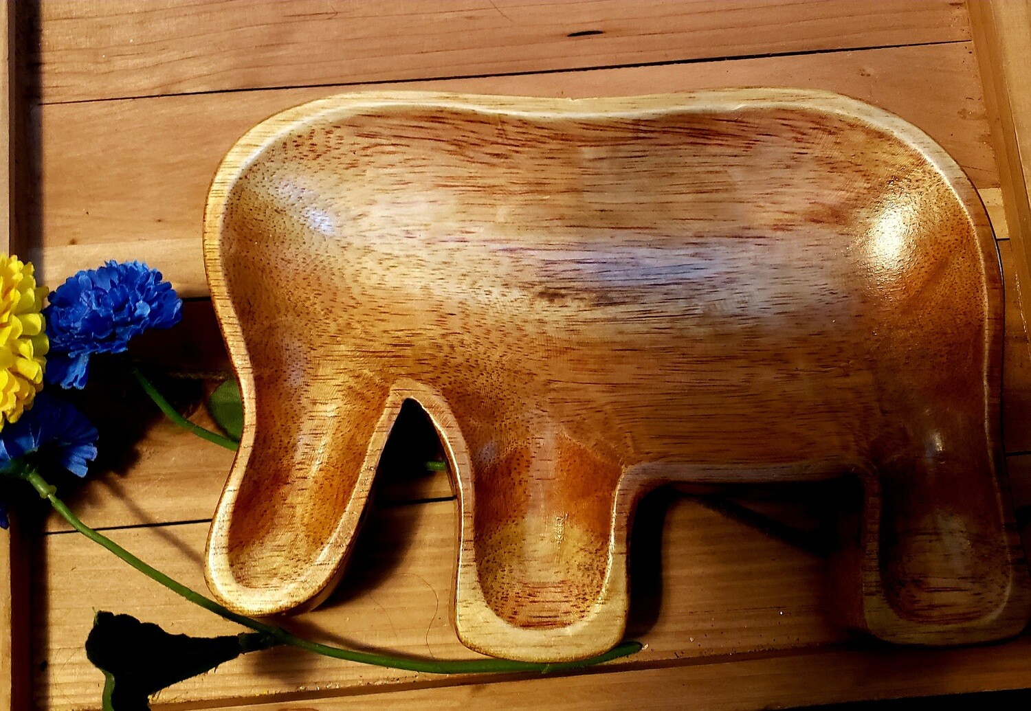Hand Carved Elephant Dough Bowl