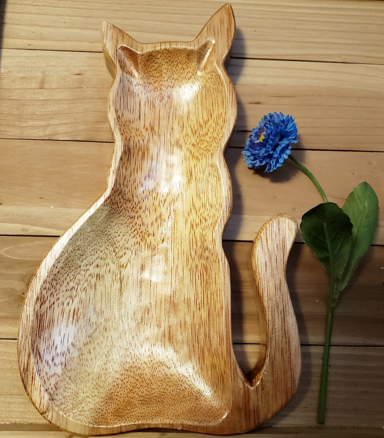 Hand Carved Kitten Dough Bowl