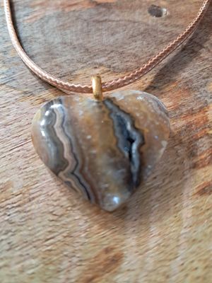 Brown Black Tan Heart Crystal Necklace