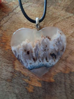 White Black Heart Crystal Necklace