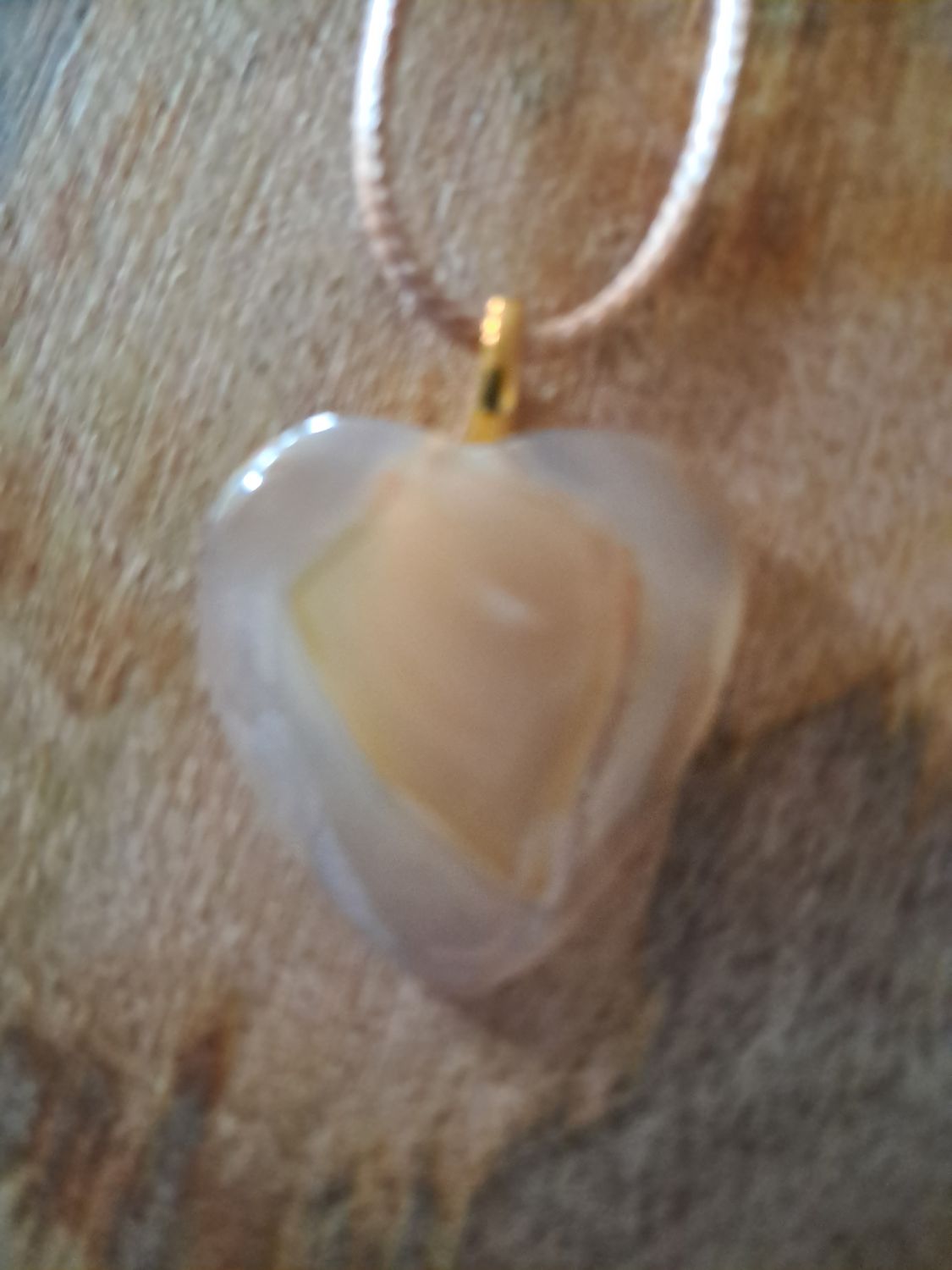 Peach White  Heart Crystal Necklace