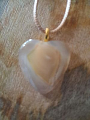 Peach White  Heart Crystal Necklace
