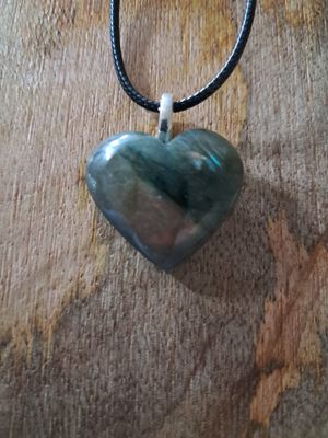 Labradorite Blue   Heart Crystal Necklace