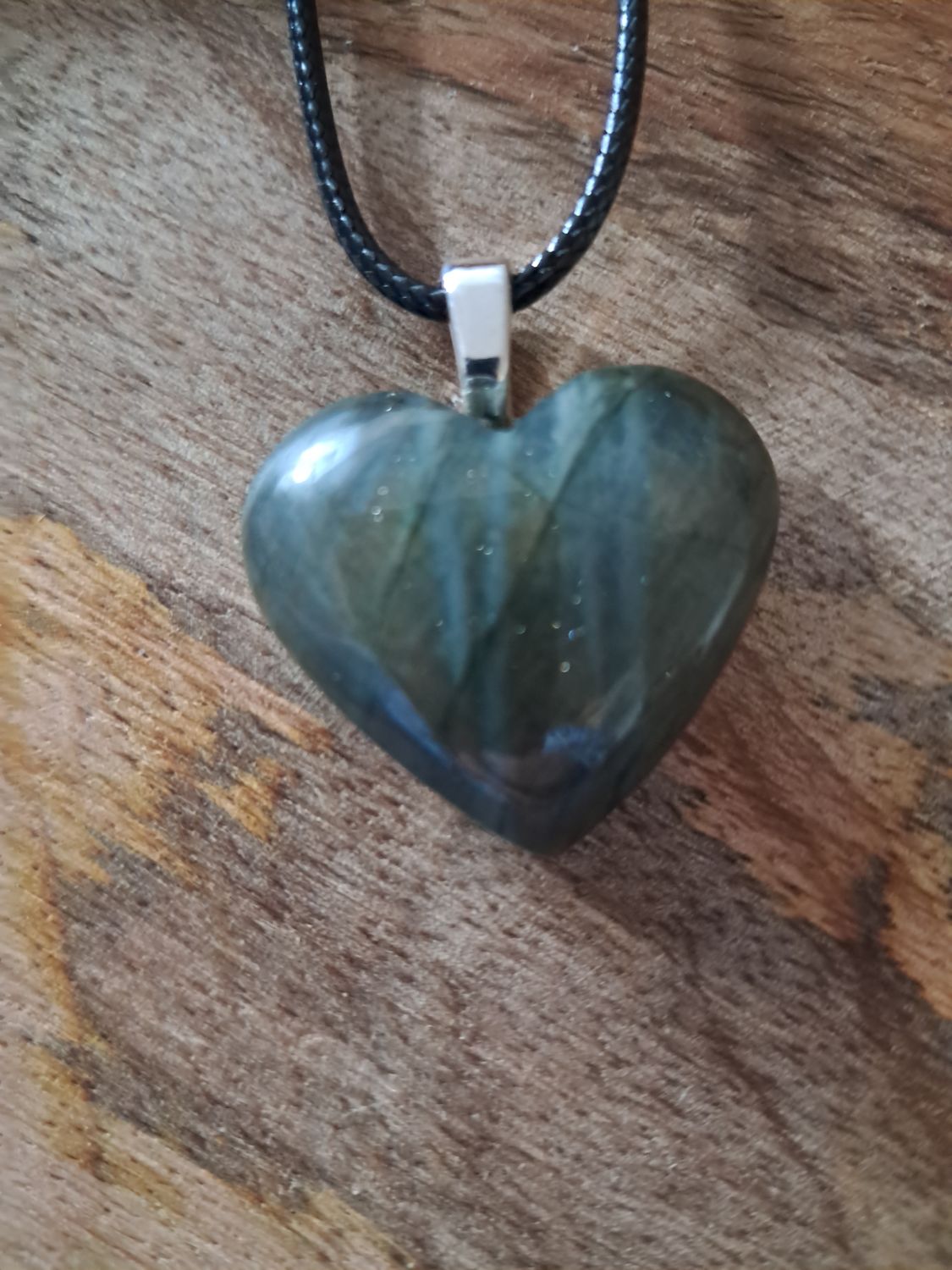 Labradorite Blue   Heart Crystal Necklace