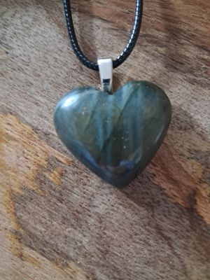 Labradorite Blue   Heart Crystal Necklace