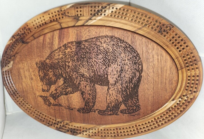 Handmade Oval Hideaway Engraved Cribbage Boards