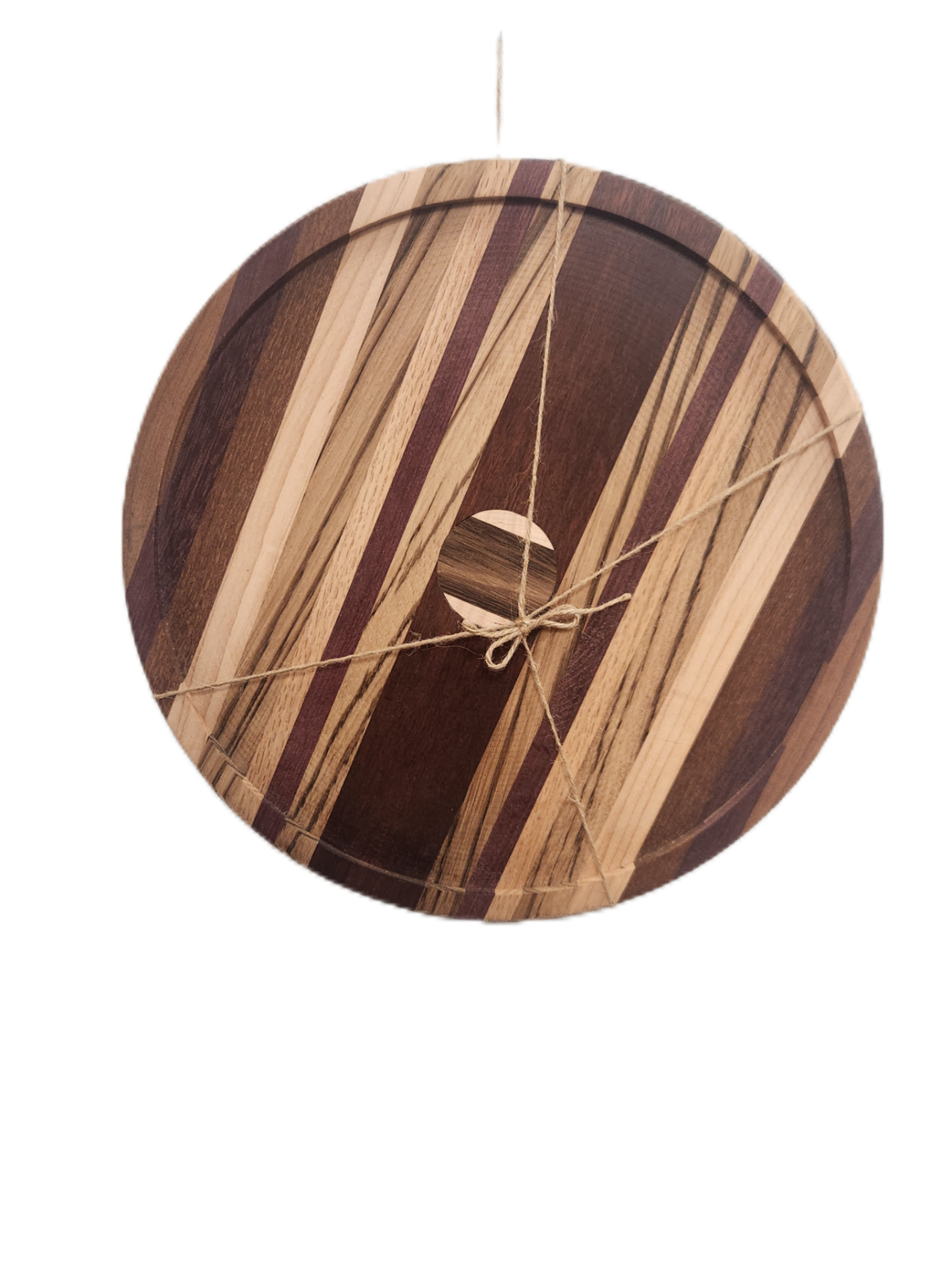 Hand-Made Cutting Board Multi-Color Round w/Finish  13&quot;