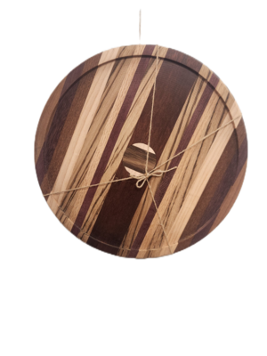 Hand-Made Cutting Board Multi-Color Round w/Finish  13&quot;