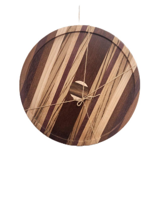 Hand-Made Cutting Board Multi-Color Round w/Finish  13&quot;