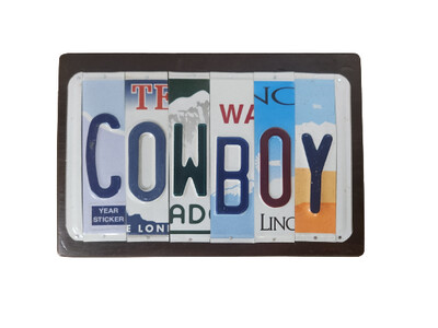 License Plate Cowboy Sign