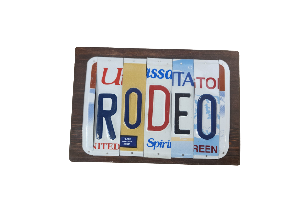 License Plate Rodeo Sign
