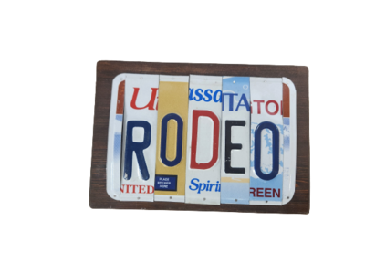 License Plate Rodeo Sign
