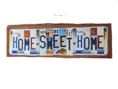 License Plate Home Sweet Home Sign