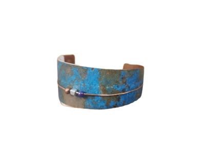 Aged Copper Side Cut Bracelet Polished Accent Wire With Beads