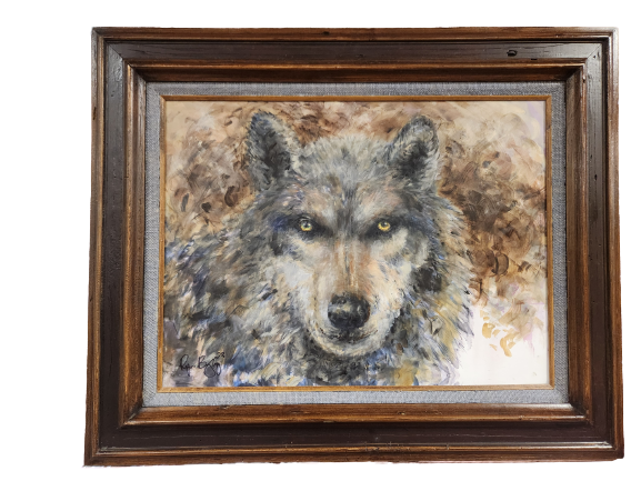 Brown Wolf Canvas Painting