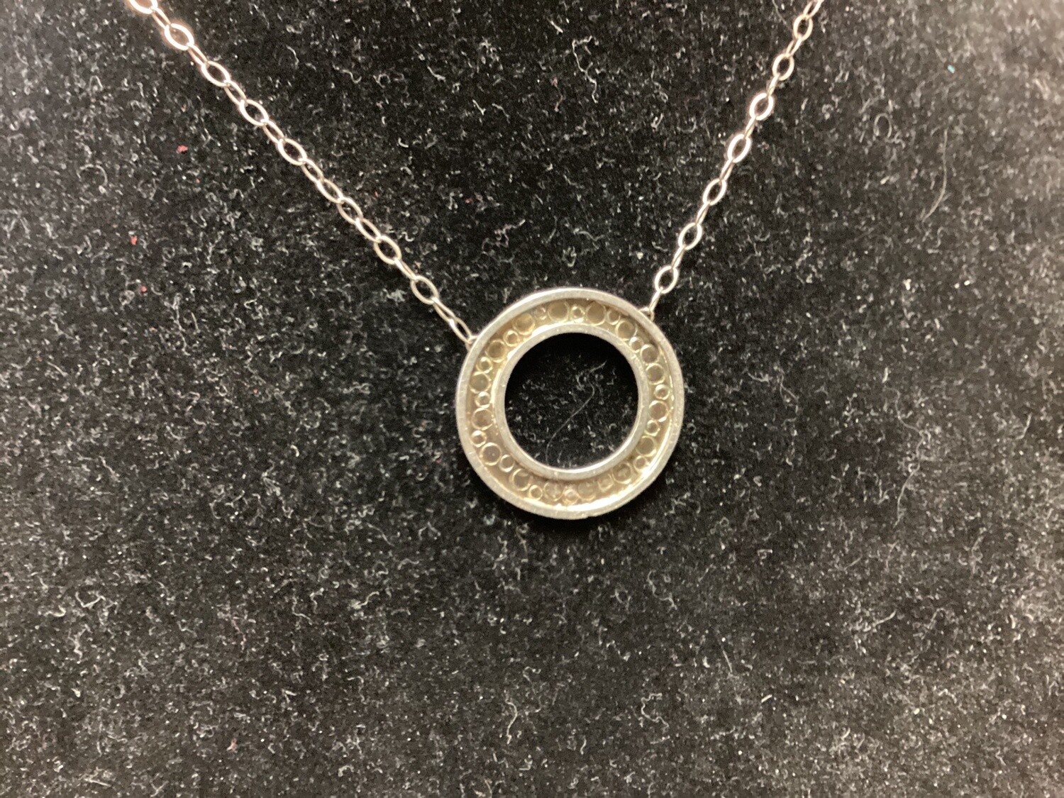 Textured Silver Circle Necklace