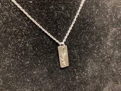 Sterling Silver  Bar Necklace W Antler Impression