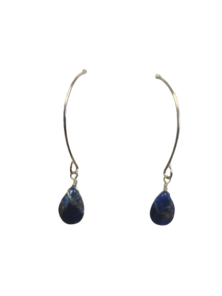 Polished Copper Lapis Gold V earrings