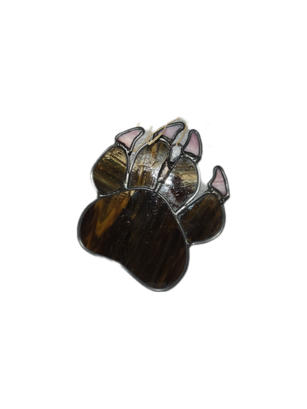 Grizzly Paw Stained Glass, Color: Brown/Pink