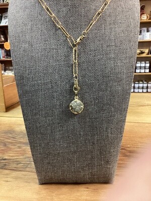 Drewsy Quartz On Paperclip Chain Necklace Gold