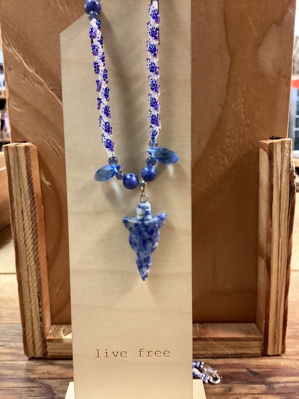 Hand-Beaded Necklaces Blue and White with Sodalite