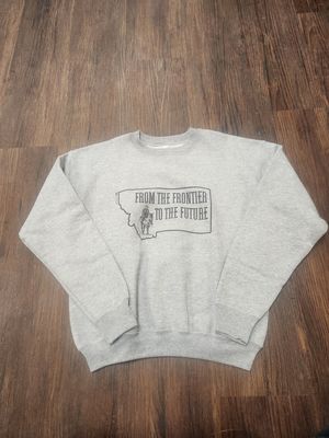Kids Crewneck Sweatshirt From The Frontier To The Future Grey L Cowboy