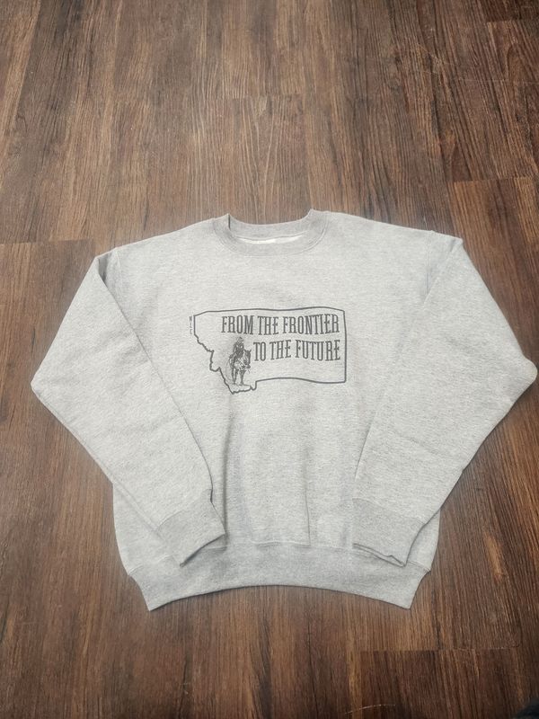 Kids Crewneck Sweatshirt From The Frontier To The Future Grey L Cowboy