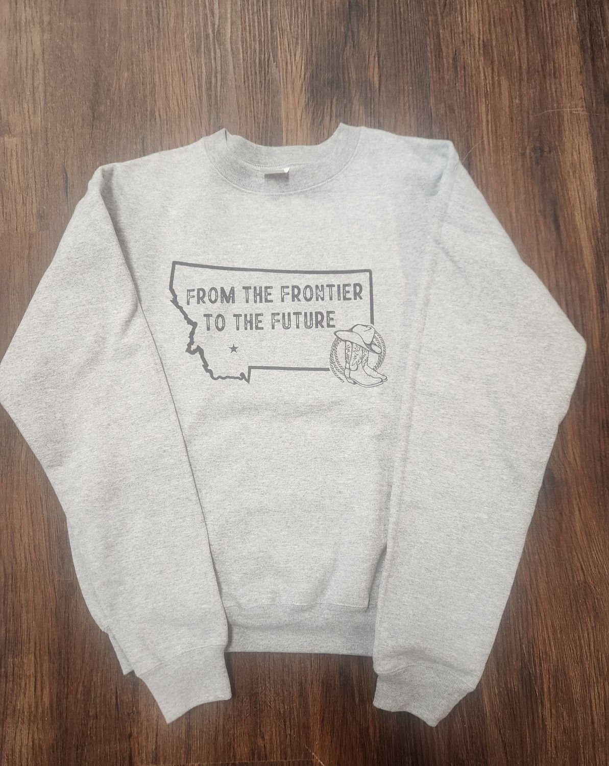 Kids Crewneck Sweatshirt From The Frontier To The Future Grey XL Boots