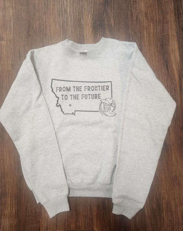 Kids Crewneck Sweatshirt From The Frontier To The Future Grey XL Boots