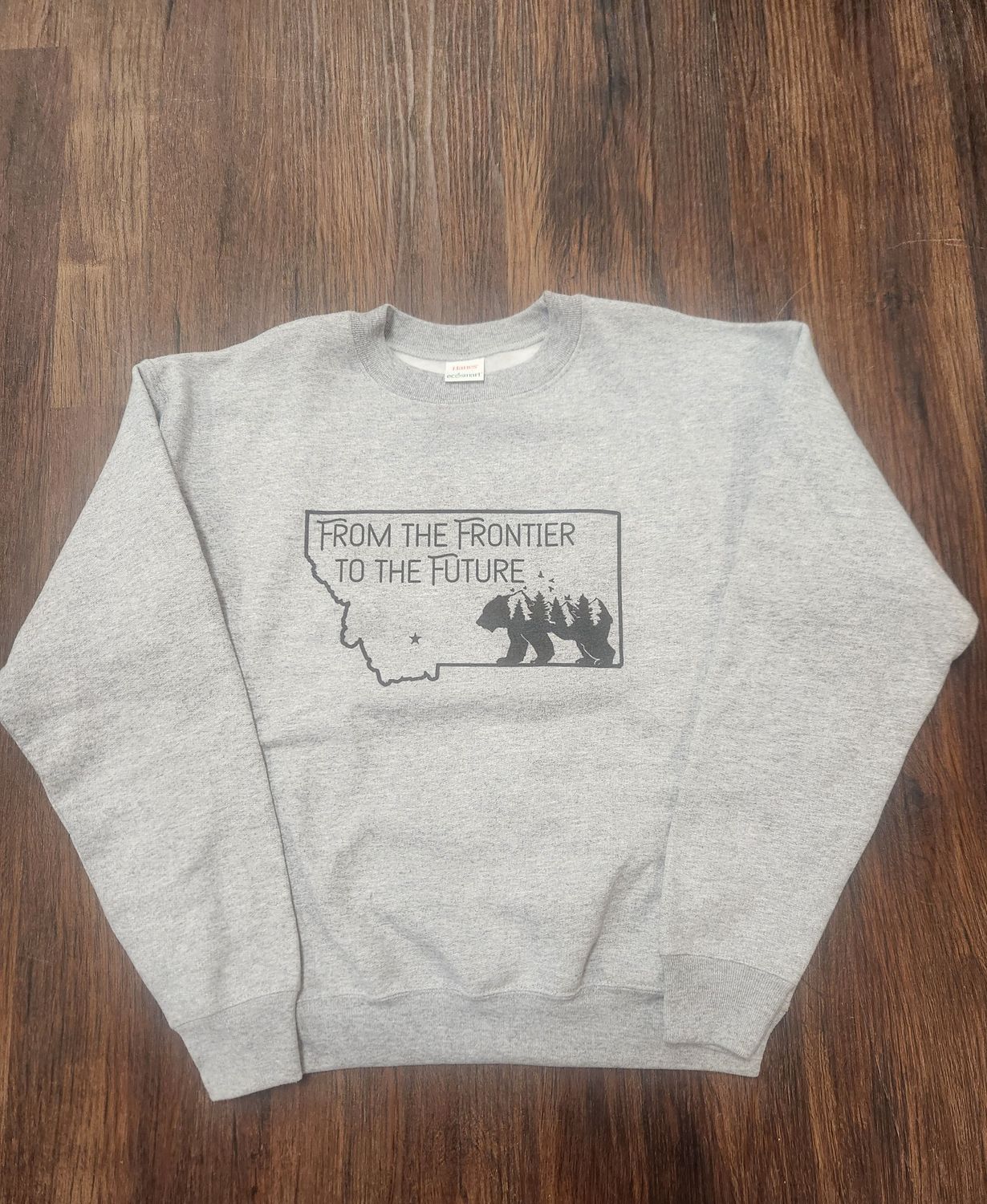 Kids Crewneck Sweatshirt From The Frontier To The Future Grey L Bear