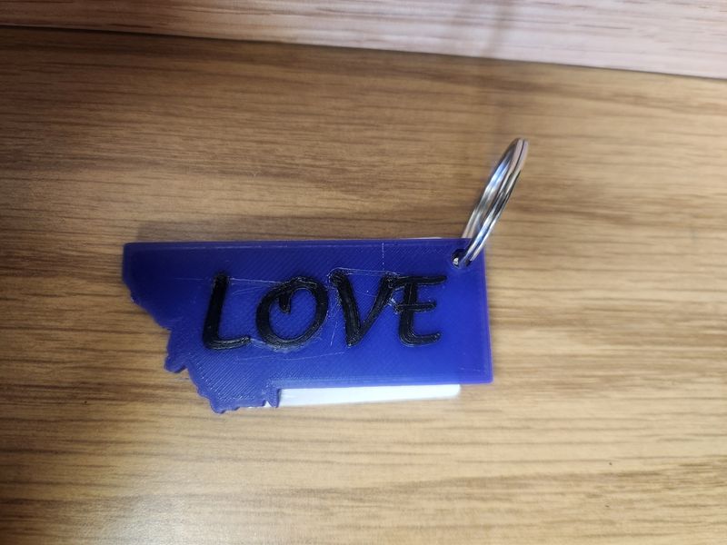 3D Blue Montana/Love Key Chain