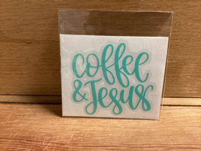 Coffee Lovers Stickers Teal Coffee &amp; Jesus