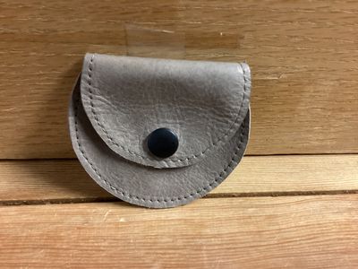 Genuine Leather Button Coin Purse Solid Gray