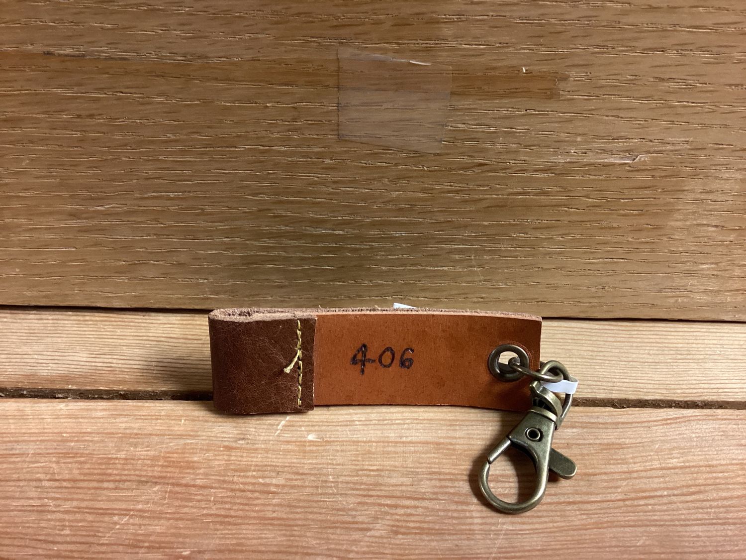 406 Genuine Leather Keychain, Color: Brown