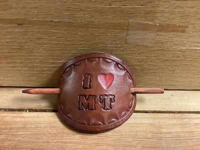 Genuine Leather Hair Pin I (heart) MT