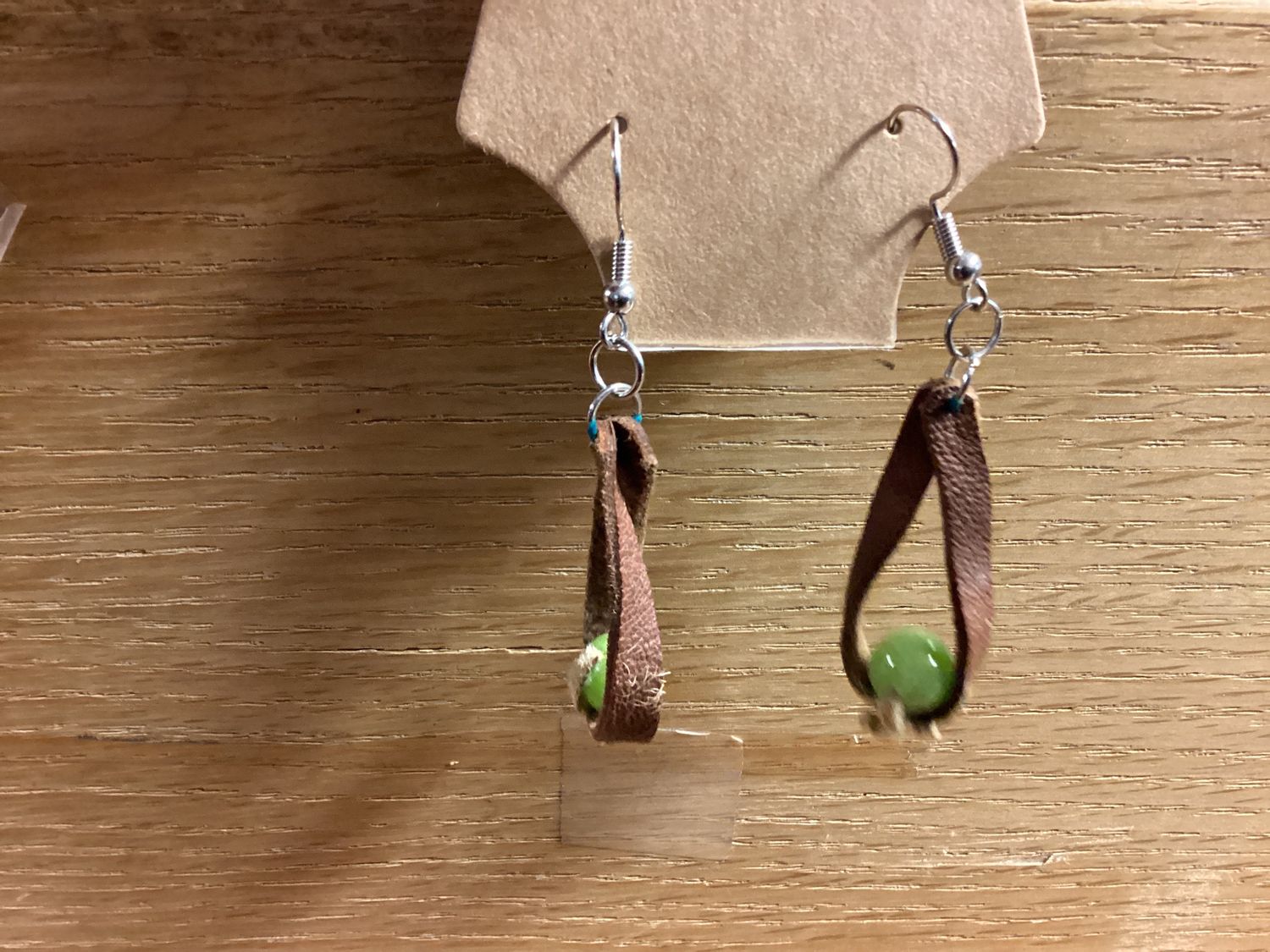 Buckskin Dangle Earrings Green