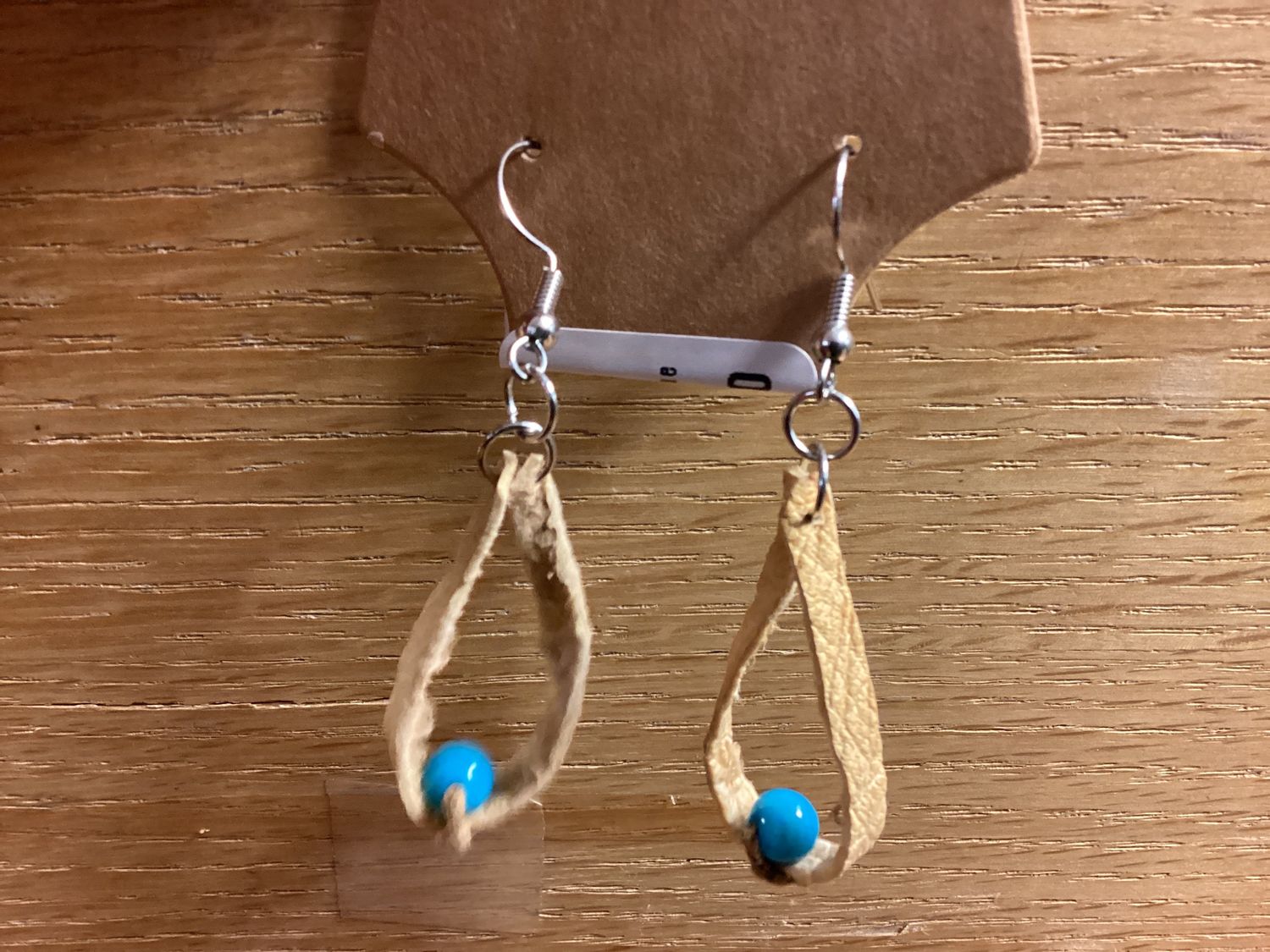 Buckskin Dangle Earrings Light Blue
