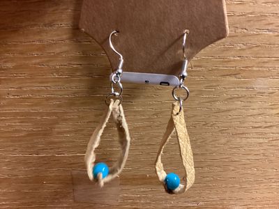 Buckskin Dangle Earrings Light Blue