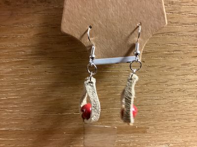 Buckskin Dangle Earrings Red
