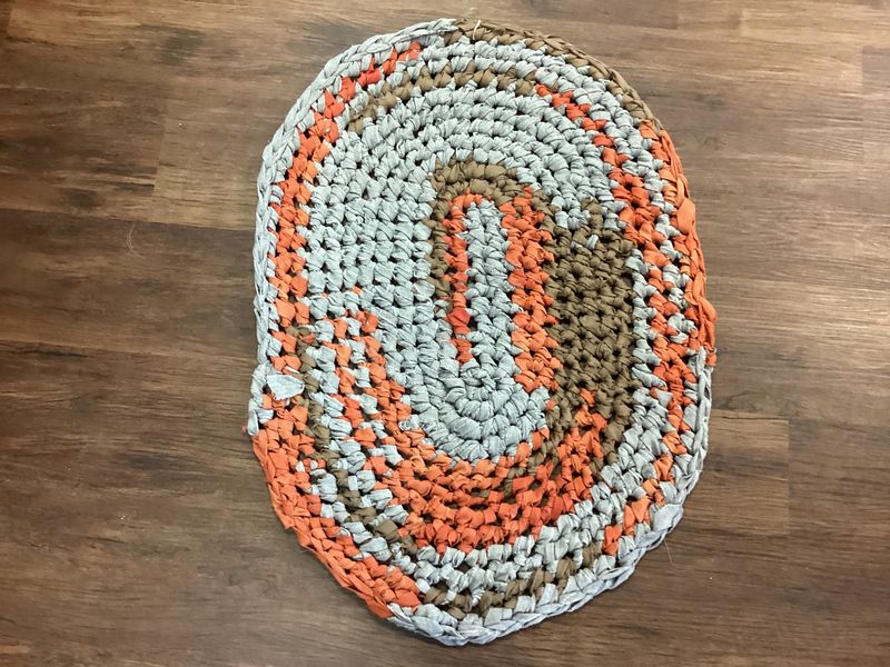 Hand-braided Rugs Orange Brown and Grey