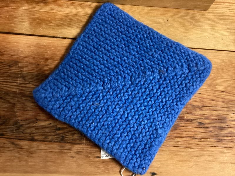 Pot Holders Hand Knitted Blue