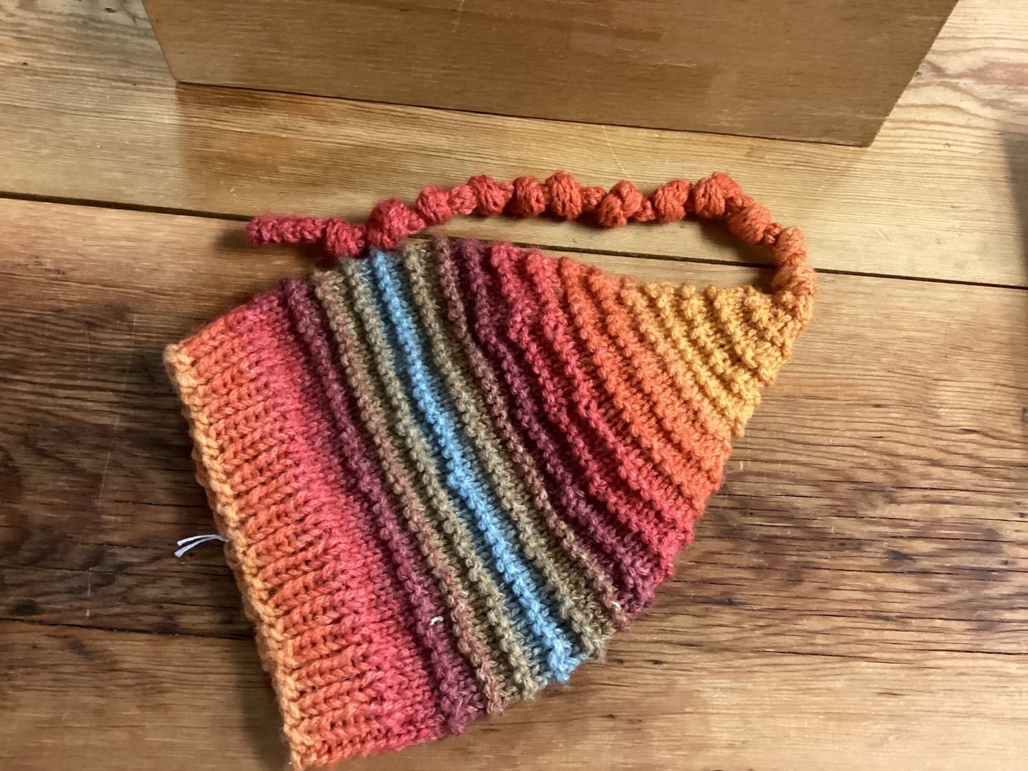 Rainbow Knit Hat with Tail