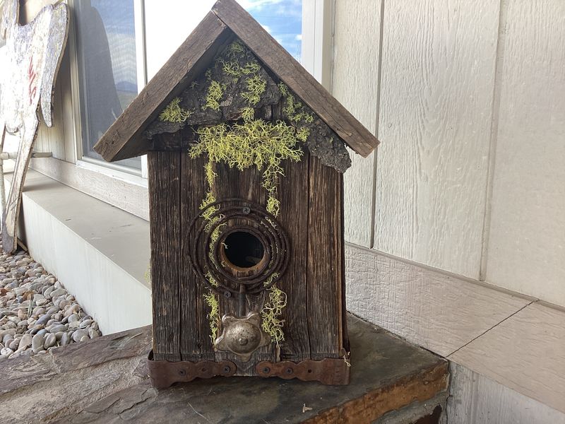 Barrel Wood, Bed Coil, Valve Perch Birdhouse