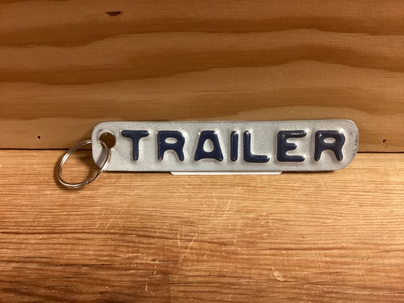 License Plate Keychain Words Trailer