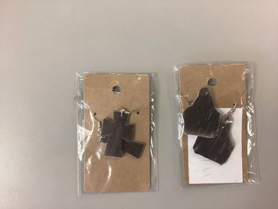 Cowhide Earrings Dark Brown