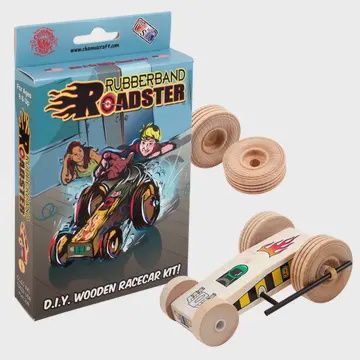 Rubber-band Roadster D.I.Y Wooden Racecar Kit