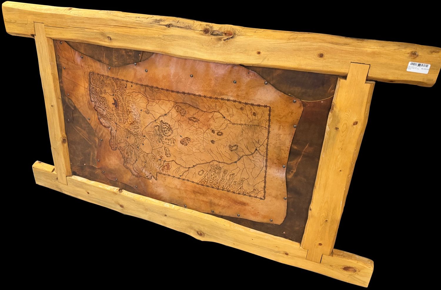 Framed Cow Leather 1800s Montana Railroad Map