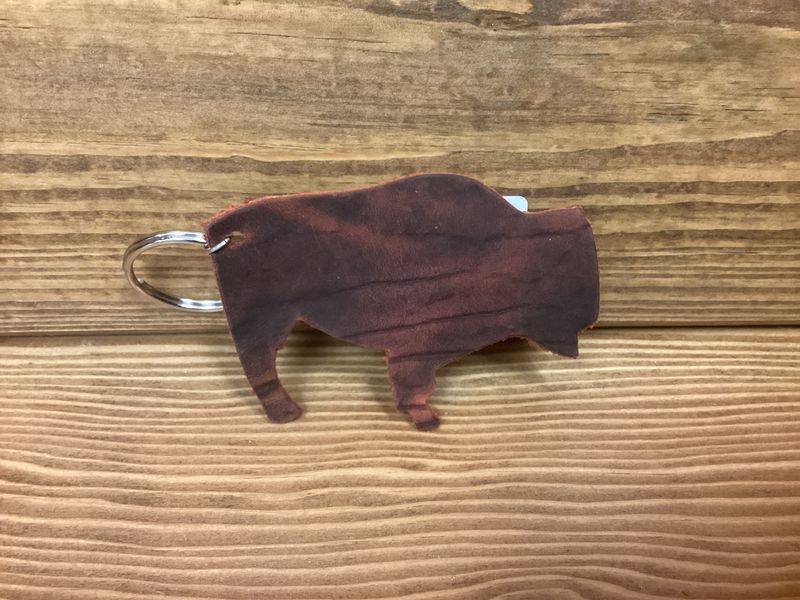 Buffalo Leather Key Chains, Color: Mahogany